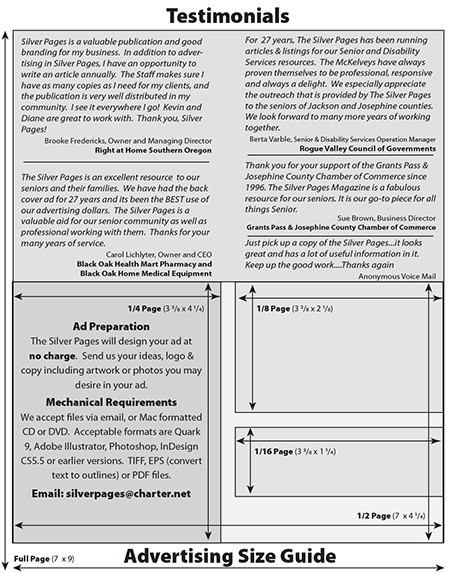 Pricing Sheet and Ad Dimensions